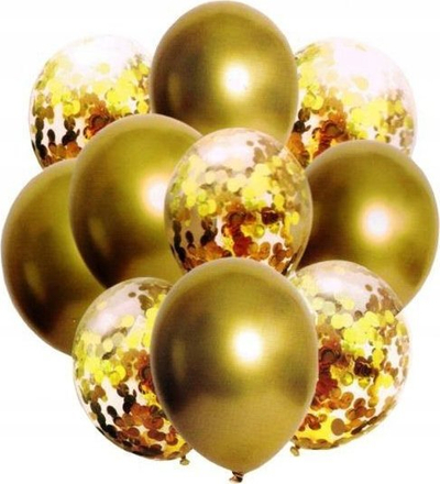 Set balonash dekorative Green Balloon, 10 copë, me konfeti, jeshile