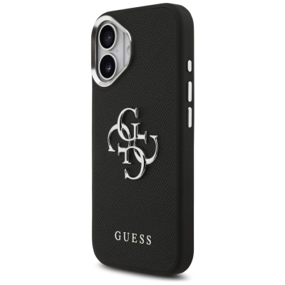 Kisë telefoni Guess Hardcase 4G Grained Big Logo GUHCP17SPG4SMCEK, për iPhone 17, lëkurë eko, e zezë
