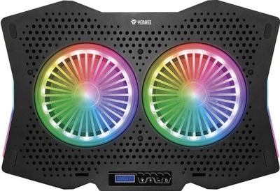 Stendë ftohëse për laptop Yenkee YSN 310, deri në 15.6\", 2 ventilatorë, RGB, e zezë