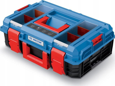 Kuti veglash King Tony KT Modular Toolbox S, me module, 6 kontejnerë, blu me të kuqe