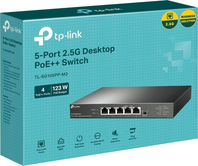 Switch TP-Link TL-SG105PP-M2, 5 porte 2.5G, 4 porte PoE++