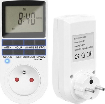 Programator kohe On Off Timer, prizë elektrike, ndezje fikje automatike, i bardhë