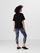 Leggins sportiv për goca 4F H4L22 LEG018, bel i lartë, prerje slim, blu e errët me print