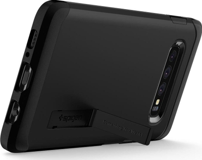 Kapak telefoni Spigen Tough Armor për Samsung Galaxy S10 Plus, me këmbëz, i zi