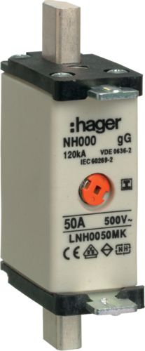 Siguresë Hager NH000 LNH0050MK, 50A, 500V, e bardhë
