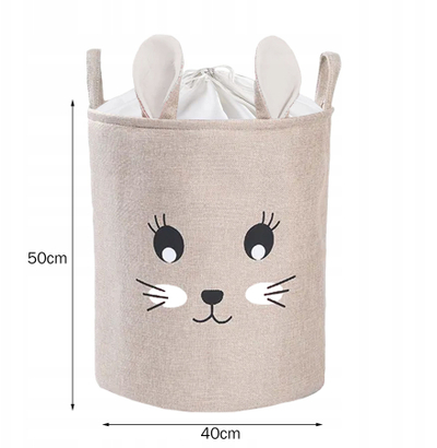 Кошница за организирање играчки Closing Toy Basket Premium XXL, 63L, модел зајаче, беж