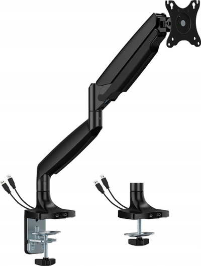 Krah tavoline për monitor Spacetronik SPA S110B, 17"-45", me porta USB A edhe USB C, i zi