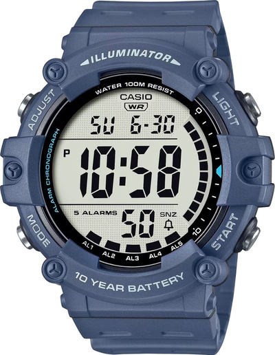 Ore digjitale Casio AE1500WH-2, ekran i gjerë LCD, mban ujë 100m, blu