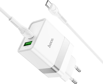 Karikues muri Hoco N21 Topspeed, PD 30W, me 2 porta USB Type C dhe USB A, i bardhë