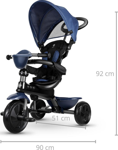 Tricikletë për kalamaj Qplay Cosy, 4 në 1, me dorezë për prindin, blu
