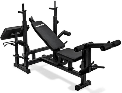 Stol multifunksional për palestër VirtuFit Deluxe Bench, shpinore e rregullueshme, dizajn i vogël, i zi