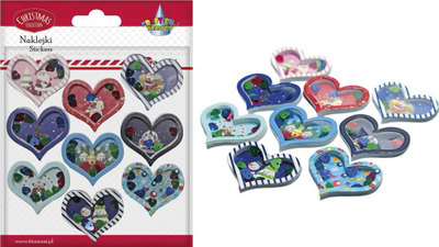 Stickerë 3D për Krishtlindje Titanum Hearts, me figura, me simite që shkëlqejnë