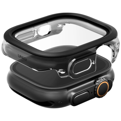 Рамка Uniq Voute за Apple Watch Ultra 49mm, калено стакло, црна