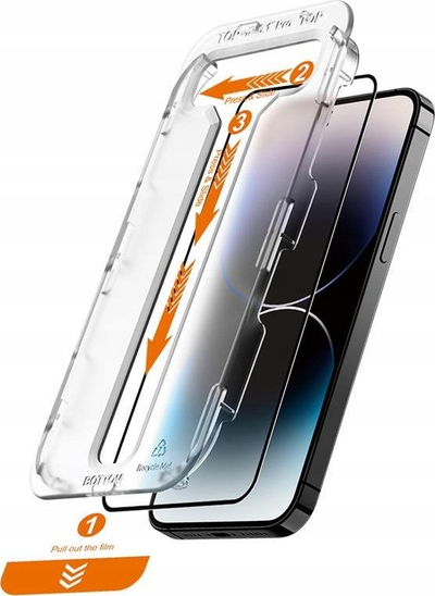 Mbrotës ekrani Crong EasyShield, xham i temperuar 9H, 2 copë, për iPhone 14 Pro, me kornizë të zezë