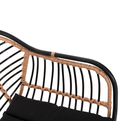 Karrige lounge për jashtë Allegra HM5663.11, metal dhe ratan, 58x59x81cm, bezhë e zezë