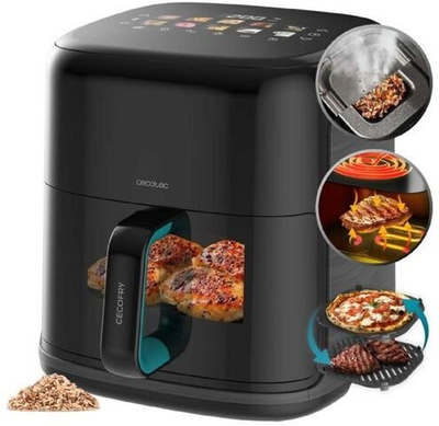 Frytezë ajri 3 në 1 Cecotec Cecofry, frityrë me ajër, grill mishi dhe pjatë gatimi, e zezë