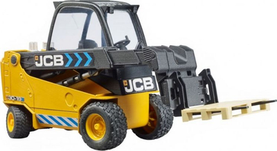 Lodër kamion Bruder JCB Teletruk 02512, ngarkues teleskopik, me paletë, i verdhë