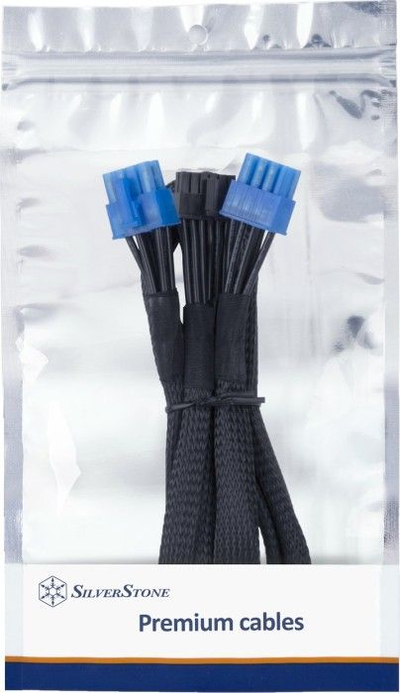 Kabllo PCIe SilverStone SST-PP12-PCIE, 12-pin në 2x 8-pin, 0.55m, e zezë