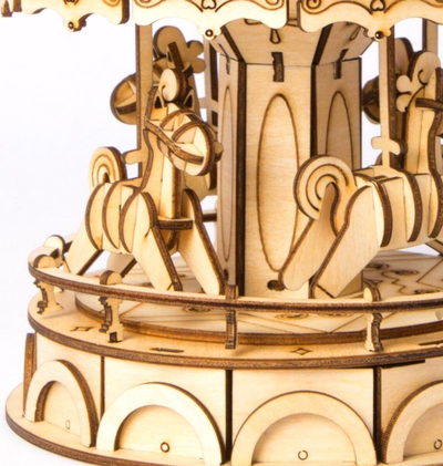 Дрвена 3D сложувалка Rolife Merry Go Round TG404, 178 парчиња, природна