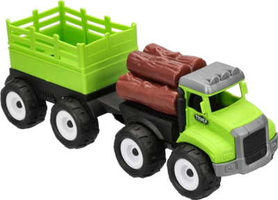 Kamion lodër Mega Creative Truck With Trailer, me rimorkio, plastik, i gjelbër