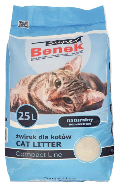 Rërë higjienike për mace Super Benek Compact, 25L, pa aromë