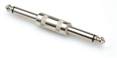Adapter për pedale kitare Hosa, coupler 1/4" TS, mashkull mashkull, metalik