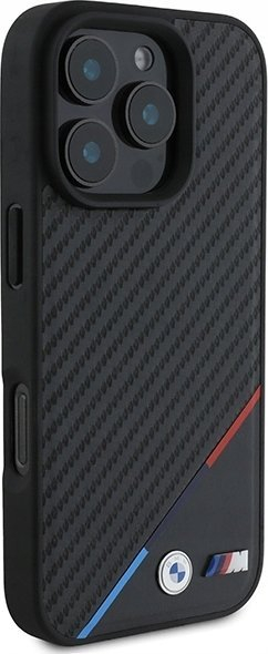 Kllëf telefoni BMW M Carbon Tricolor Line, MagSafe, për iPhone 16 Pro Max, i zi