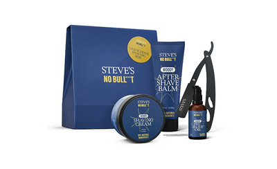 Set për meshkuj Steve's Old School Shaving Box, vaj para rrojës 50 ml + krem rroje 100 ml + balsam pas rrojes 100 ml + tehe zëvendësuese për brisk rroje 5 copë