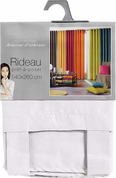 Perde Douceur d'intérieur Stylish, 140x260cm, tabs, ngjyrë krem