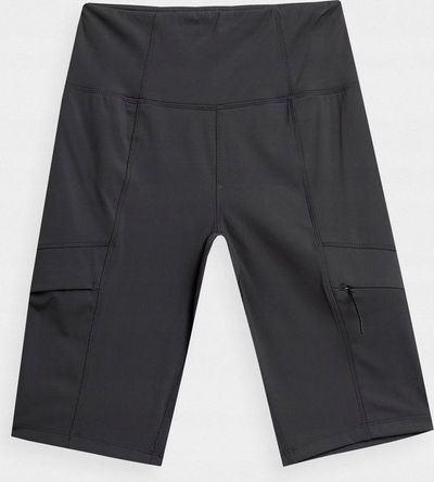 Leggins-shorts çiklizmi për goca 4F TFSHF169, me bel të lartë, me xhepa anësorë, të zeza