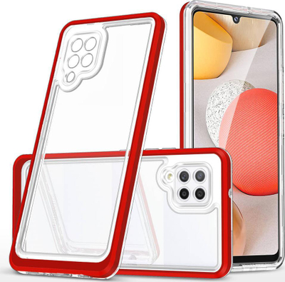 Mbështjellës telefoni Hurtel Clear 3n1 për Samsung Galaxy A42 5G, xhel, kornizë e kuqe