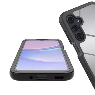 Mbrojtëse telefoni Tech-Protect DEFENSE360 për Galaxy A16 4G 5G, xham hibrid, dy pjesësh, e zezë