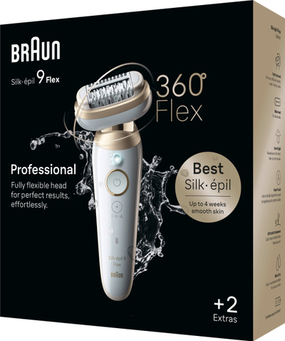 Depilator Braun Silk-épil 9 Flex 9001, kokë fleksibile 360°, pa kabllo, i bardhë