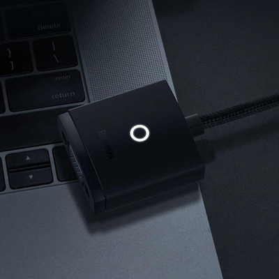 Adapter HDMI në VGA Baseus Lite Series, 1080p, dalje audio 3.5mm, i zi