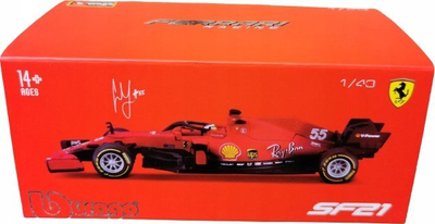Maket makine Formula 1 Bburago Ferrari SF21, shkalla 1:43, diecast, i kuq
