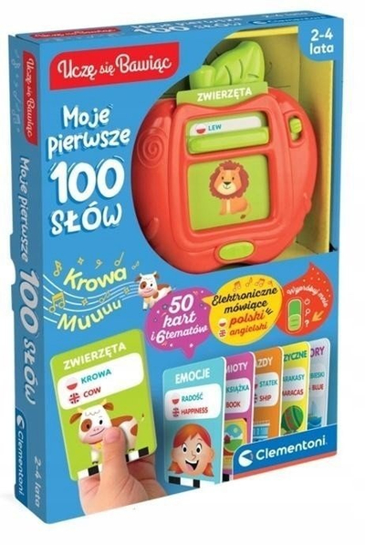 Едукативна игра Clementoni My First 100 Words, електронска, 50 картички, шарени