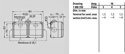 Prizë industriale dyshe Mennekes MEN 4204, 16A 400V, IP44, gri