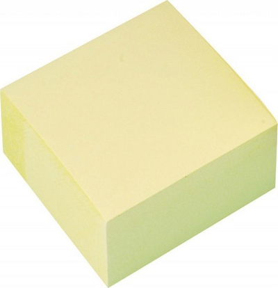 Letra vetëngjitëse Q-Connect Adhesive Cube, 76 x 76 mm, 400 fletë, të verdha