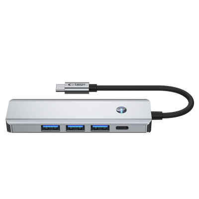 Hub USB-C Tech-Protect HB01 5 në 1, HDMI 4K 60Hz, PD 100W, gri argjendtë