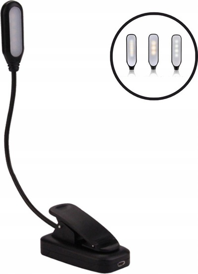 Llambë leximi LED me kapëse, rikarikim USB, mbrojtje për sy, e zezë