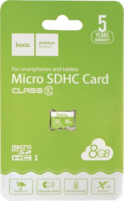 Kartë memorie Hoco MicroSDHC, 8GB, Class 10, e zezë