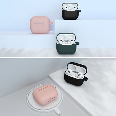 Mbrojtëse Hurtel Case D për AirPods 3, silikoni, me unazë, e zezë