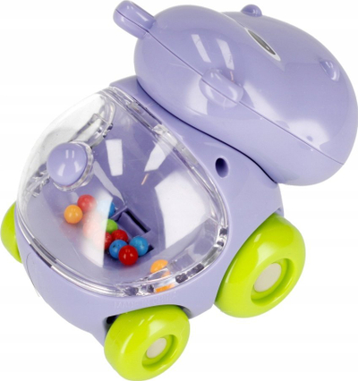 Lodër karrocë me rrotulla BamBam Hippo Rattle, për bebe 6+, vërtitet dhe tingëllon, lejla