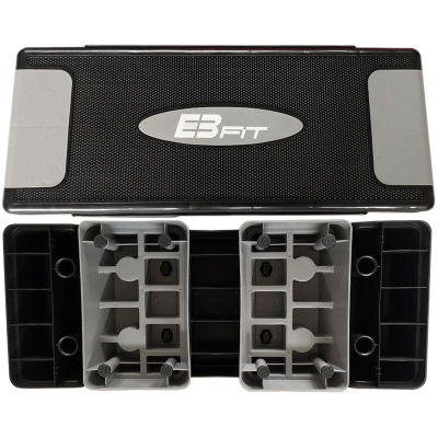 Platformë aerobie Eb Fit Step, 70 cm, lartësi e rregullueshme, gri e zezë