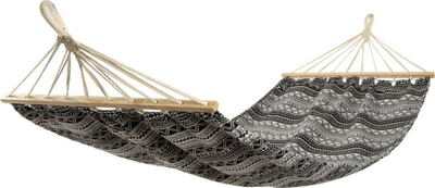 Hamake kopshti Royokamp Garden Hammock për 2 veta, 200x150 cm, pambuk, bardh e zi