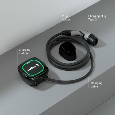 Karikues muri për makina elektrike Wallbox Pulsar Plus, 11kW, kabllo Type 2 7m, i zi