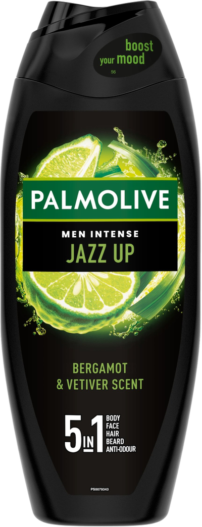 Гел за туширање Palmolive Men Intense Jazz Up, 5 во 1, бергамот и ветивер, 500 ml