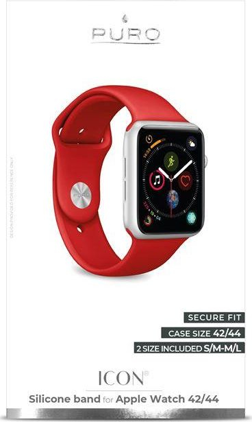 Rrip për orë inteligjente Icon Aw44iconred, silikon, për Apple Watch 44mm, i kuq