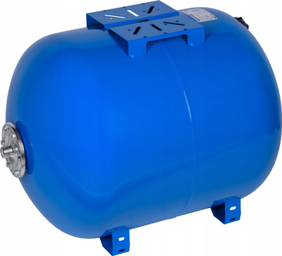 Rezervuar horizontal me diafragmë Omnigena Tank 150L, 10 bar, me këmbë mbështetëse, blu