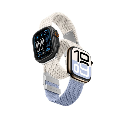 Ремен за паметен часовник AmazingThing Blend сет 2 парчиња, за Apple Watch 45/46/49 mm, не’рѓосувачки челик и најлон, сина и беж